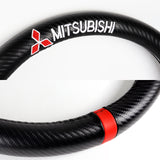 For all MITSUBISHI 15" Diameter Car Steering Wheel Cover Carbon Fiber Look Leather X1