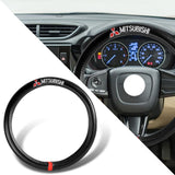 MITSUBISHI Set of Car 15" Steering Wheel Cover Carbon Fiber Style Leather with Seat Belt Covers