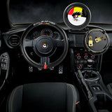 MUGEN POWER Set 15" Diameter Steering Wheel Cover Carbon Fiber Look Leather with Badge JDM Logo Horn Button