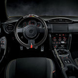 MUGEN POWER Set 15" Diameter Steering Wheel Cover Carbon Fiber Look Leather with Red JDM Logo Horn Button