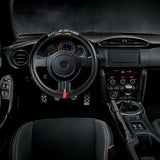 MUGEN POWER Set 15" Diameter Steering Wheel Cover Carbon Fiber Look Leather with Badge JDM Logo Horn Button