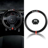 NISMO Nissan Set 15" Diameter Steering Wheel Cover Carbon Fiber Look Leather with LOGO Horn Button