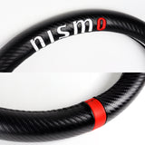 For all NISMO Nissan 15" Diameter Car Steering Wheel Cover Carbon Fiber Look Leather X1
