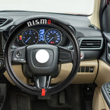 NISMO Nissan Set 15" Diameter Steering Wheel Cover Carbon Fiber Look Leather with LOGO Horn Button