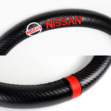 For all Nissan NISMO 15" Diameter Car Steering Wheel Cover Carbon Fiber Look Leather X1