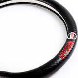 For all Nissan NISMO 15" Diameter Car Steering Wheel Cover Carbon Fiber Look Leather X1