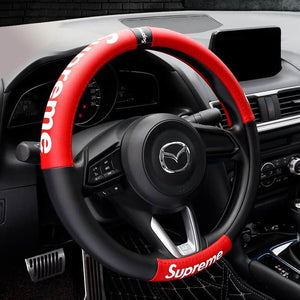 Universal Black RED 15" Quality Leather For Supreme3M Car Auto Steering Wheel Cover