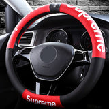 Universal Black RED 15" Quality Leather For Supreme3M Car Auto Steering Wheel Cover