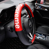 Universal Black RED 15" Quality Leather For Supreme3M Car Auto Steering Wheel Cover