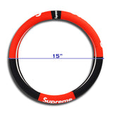 Universal Black RED 15" Quality Leather For Supreme3M Car Auto Steering Wheel Cover
