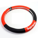 Universal Black RED 15" Quality Leather For Supreme3M Car Auto Steering Wheel Cover