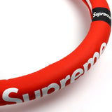 Universal Black RED 15" Quality Leather For Supreme3M Car Auto Steering Wheel Cover