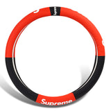 Universal Black RED 15" Quality Leather For Supreme3M Car Auto Steering Wheel Cover