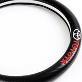 TOYOTA Set of Car 15" Steering Wheel Cover Carbon Fiber Style Leather with Seat Belt Covers