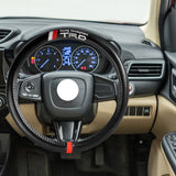 For all  JDM TRD 15" Diameter Car Steering Wheel Cover Carbon Fiber Look Leather X1