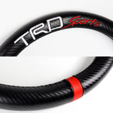 For TRD Sports 15" Diameter Car Steering Wheel Cover Carbon Fiber Look Leather X1