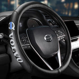 VOLVO Black 15" Diameter Car Auto Steering Wheel Cover Genuine Leather New