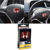 Honda Set Genuine Leather Black 15" Diameter Car Auto Steering Wheel Cover with STEERING EMBLEM BADGE