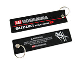 SUZUKI Racing White/Black Set of Biker Keychain Lanyard Motorcycle Strap Tag with GSX1300R YOSHIMURA Key chain