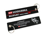 SUZUKI Racing Blue/Black Set of Biker Keychain Lanyard Motorcycle Strap Tag with GSX1300R YOSHIMURA Key chain