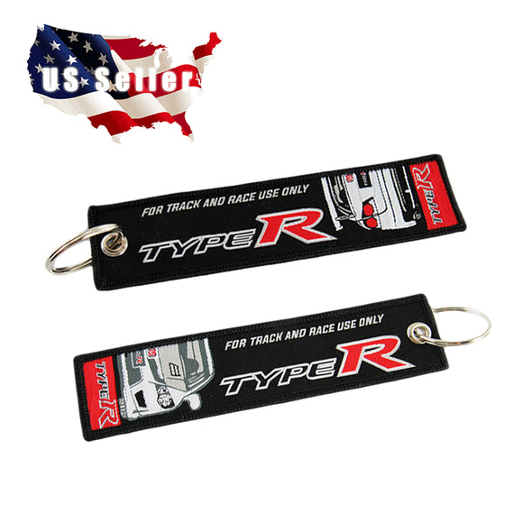 2 pcs JDM HONDA CIVIC TYPE R DOUBLE SIDED Racing Cell Holders Keychain Keyring 5.7
