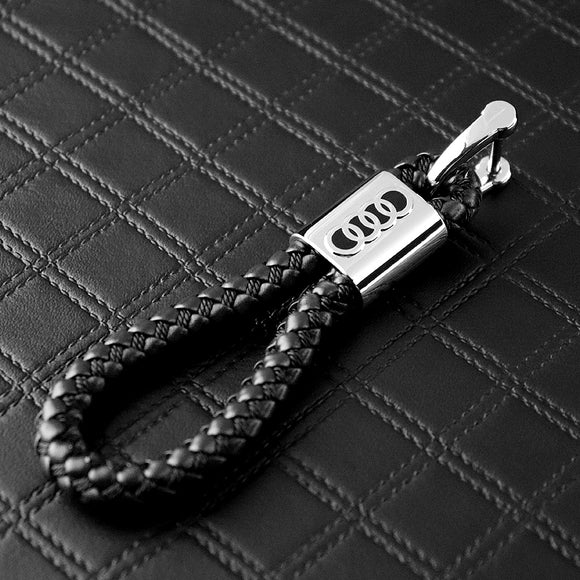 Audi Black BV Style Calf Leather Keychain