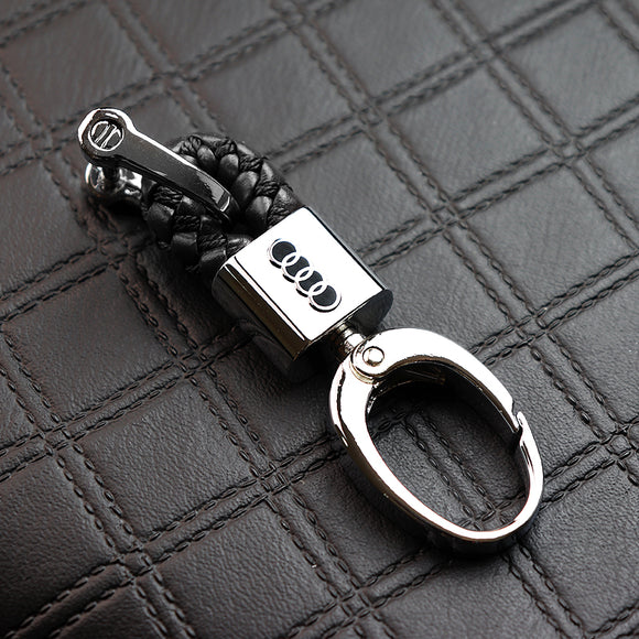 Audi Small Black BV Style Calf Leather Keychain