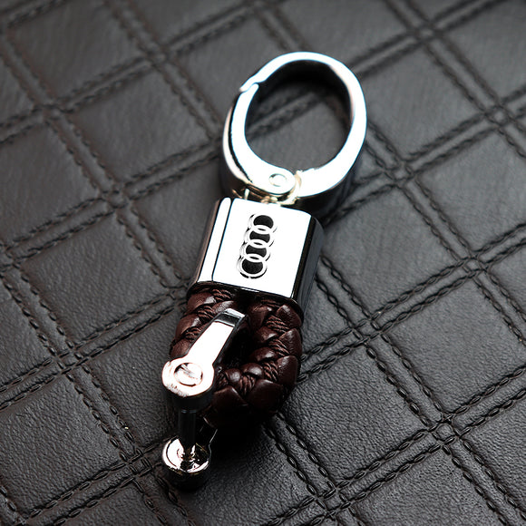 Audi Small Brown BV Style Calf Leather Keychain