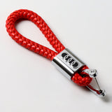 Audi BV Style Calf Leather Keychain Gift Decoration Emblem Key Ring Bright Red 1pc