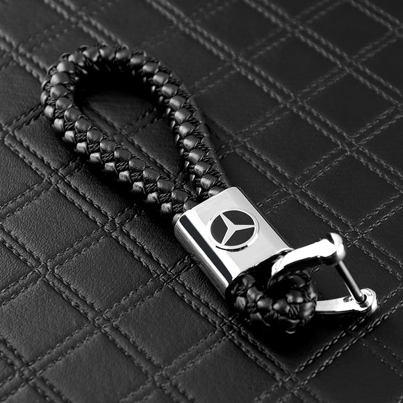Mercedes-Benz Black BV Style Calf Leather Keychain 1pc