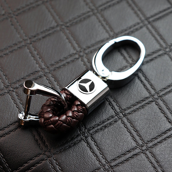 Mercedes-Benz Small Brown BV Style Calf Leather Keychain 1pc