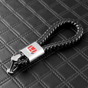 Honda Black BV Style Calf Leather Keychain (Red H)