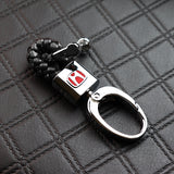 Honda Small Black BV Style Calf Leather Keychain (Red H)