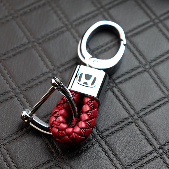 Honda Small Red BV Style Calf Leather Keychain