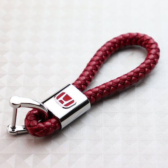 Honda Red BV Style Calf Leather Keychain (Red H)