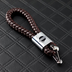 Nissan Brown BV Style Calf Leather Keychain