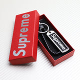 NEW Black Supreme3M Metal Pendant with Calf Leather Keychain Key Ring Tag Gift Deco x1