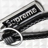 NEW Black Supreme3M Metal Pendant with Calf Leather Keychain Key Ring Tag Gift Deco x1