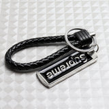 NEW Black Supreme3M Metal Pendant with Calf Leather Keychain Key Ring Tag Gift Deco x1