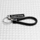 NEW Black Supreme3M Metal Pendant with Calf Leather Keychain Key Ring Tag Gift Deco x1