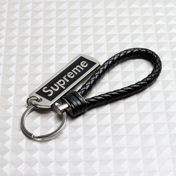 NEW Black Supreme3M Metal Pendant with Calf Leather Keychain Key Ring Tag Gift Deco x1