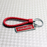 NEW Red Supreme3M Metal Pendant with Calf Leather Keychain Key Ring Tag Gift Deco x1