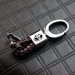 Toyota Small Brown BV Style Calf Leather Keychain