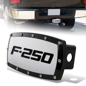 Black FORD F-250 LOGO Hitch Cover Plug Cap For 2" Trailer Receiver with ALLEN BOLTS DESIGN