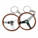 New NARDI ND Keychain Keyring Classic Steering Wheel Wood Silver Spokes