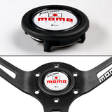 White Line 350mm MOMO Racing Steering Wheel Microfiber Leather with MOMO Horn Button