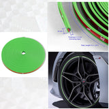Silver 16.4 ft Interior Edge Gap Line Moulding Trim Molding Strip & Neon Green Rim Protector Set Auto Car Décor