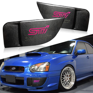 Silver Fog Light Bezels For 2006-2007 Subaru Impreza WRX STi – With Red STI Logo