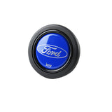 Ford Set Genuine Leather 15" Diameter Car Auto Steering Wheel Cover with Badge Logo Horn Button