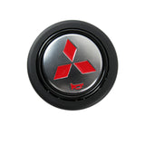 MITSUBISHI RALLIART Set Carbon Fiber Style Quality Leather Car Steering Wheel Cover with Badge Red Logo Horn Button